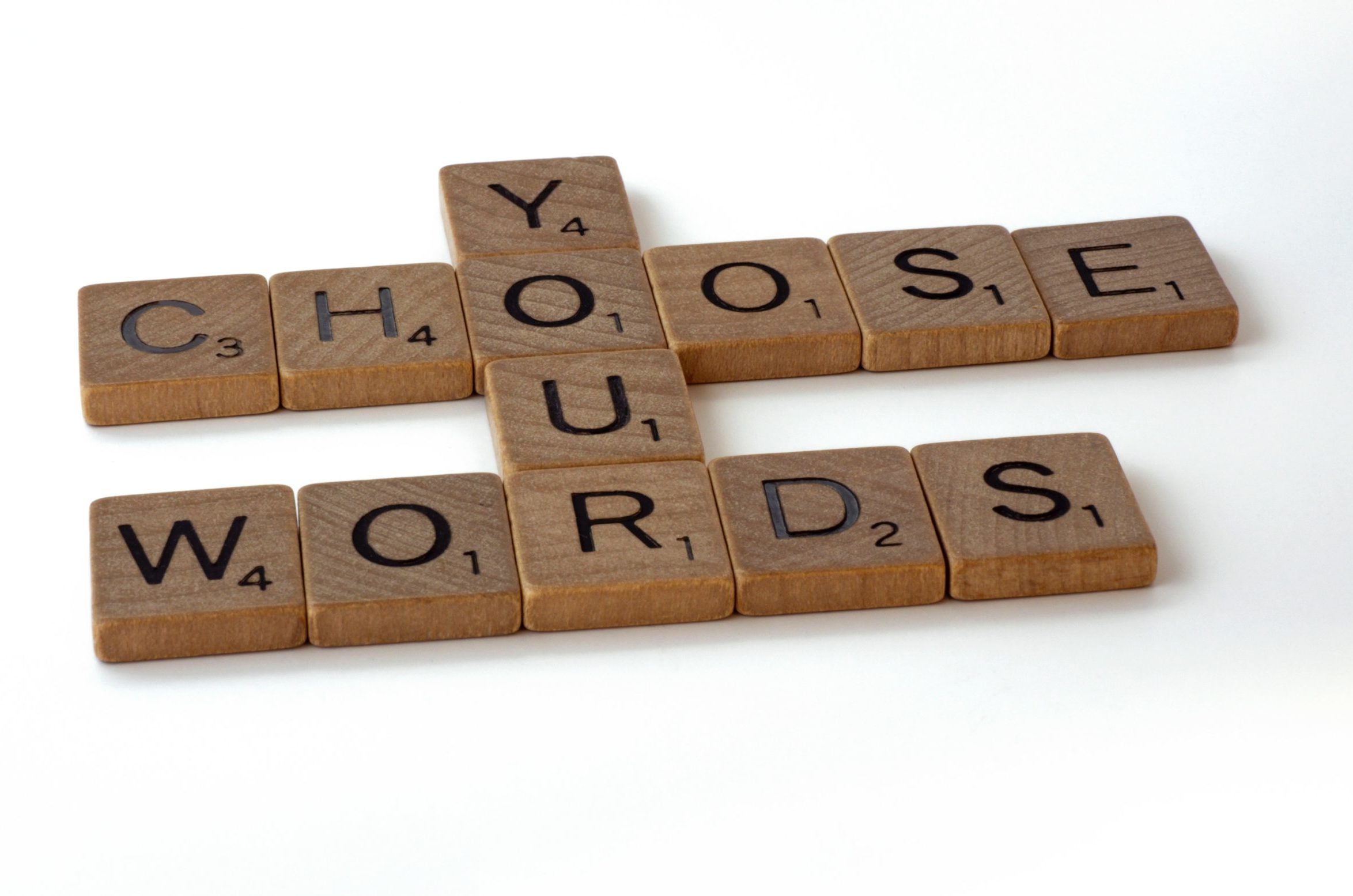 Scrabble pieces spelling Choose Your Words